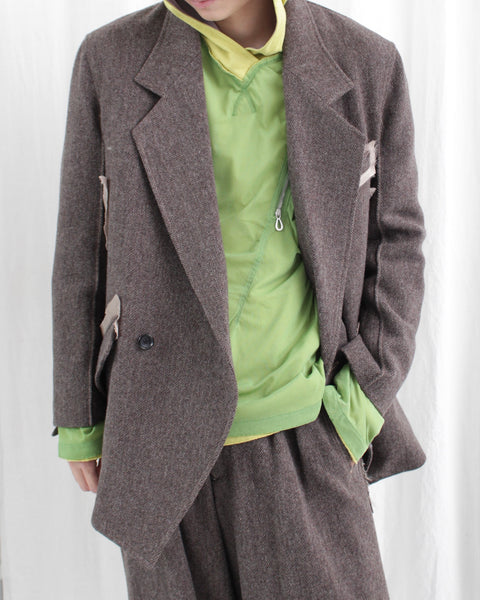 sulvam サルバム 通販 HERRINGBONE LINING JACKET (MU-J03-200) Brown