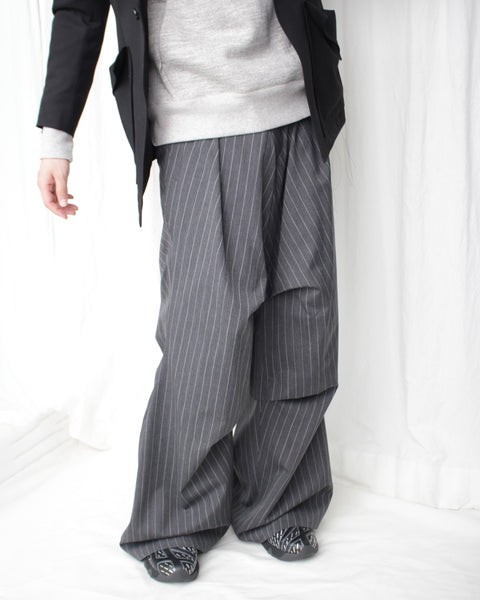 sulvam サルバム 通販 STRIPE TUCK WIDE SLACKS (MV-P02-110