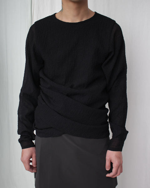 Omar Afridi / DRAPED L/S TOP (SS25-JER-104-01) Black – Mukta / Sal