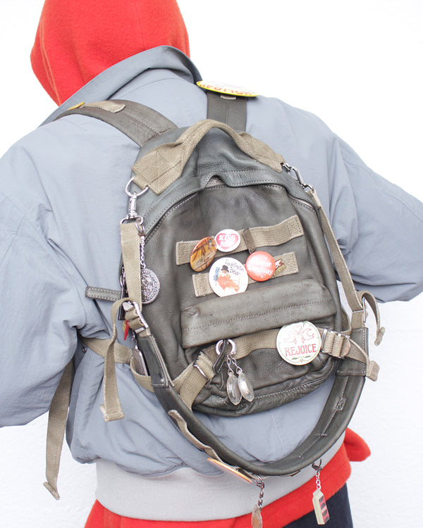 LES SIX / PINNED LEATHER RUCK - Green (sextio-fyra-9-ruck-a)