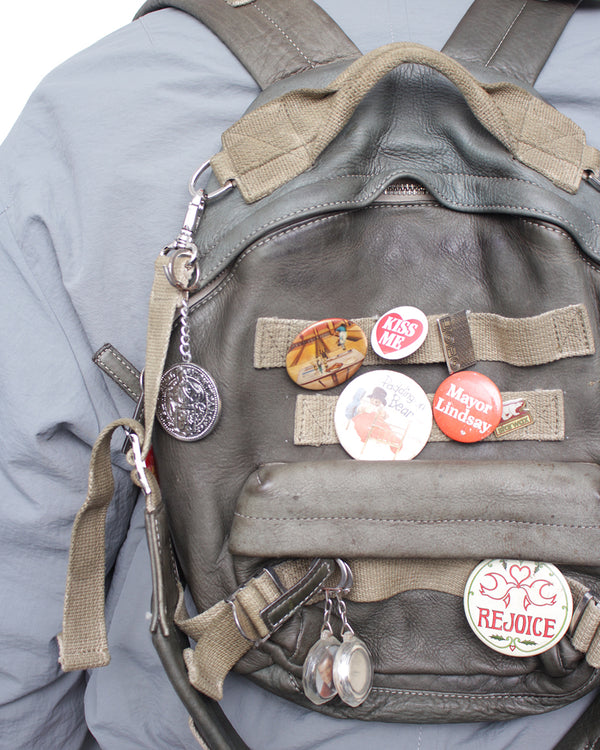 LES SIX / PINNED LEATHER RUCK - Green (sextio-fyra-9-ruck-a)