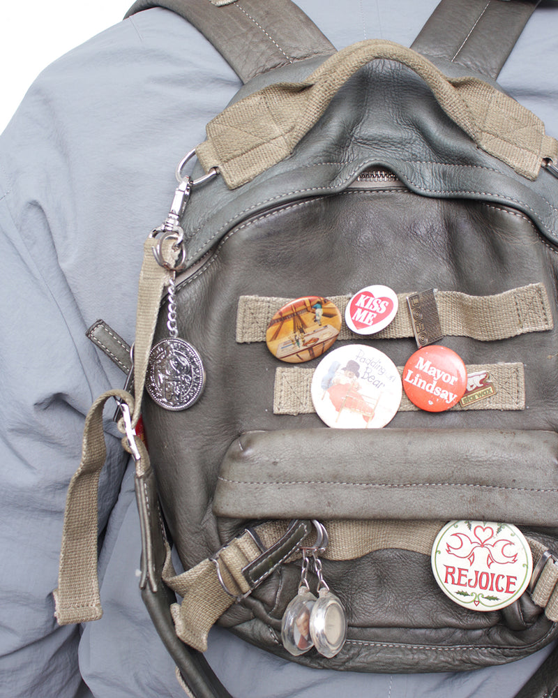LES SIX / PINNED LEATHER RUCK - Green (sextio-fyra-9-ruck-a)