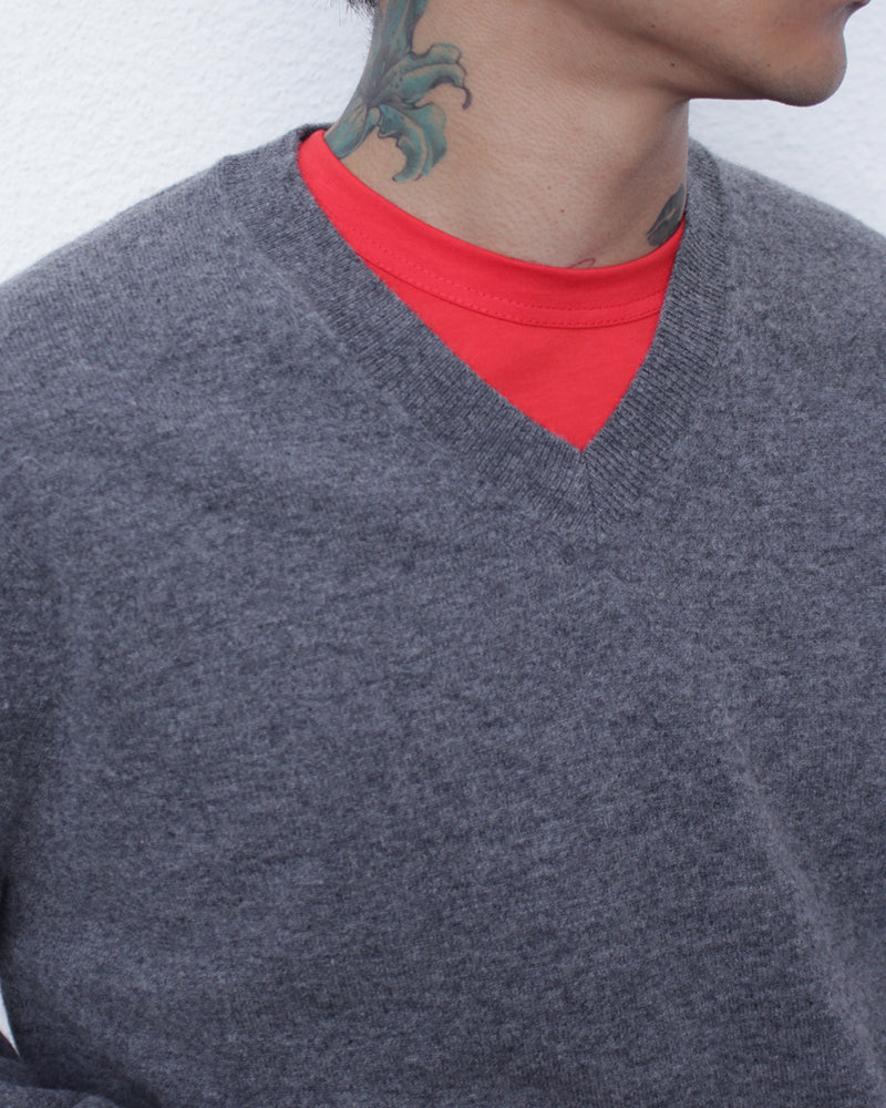 COMME DES GARÇONS SHIRT / FULLY FASHIONED KNIT V-NECK PULLOVER - Grey (FZ-N107-051)