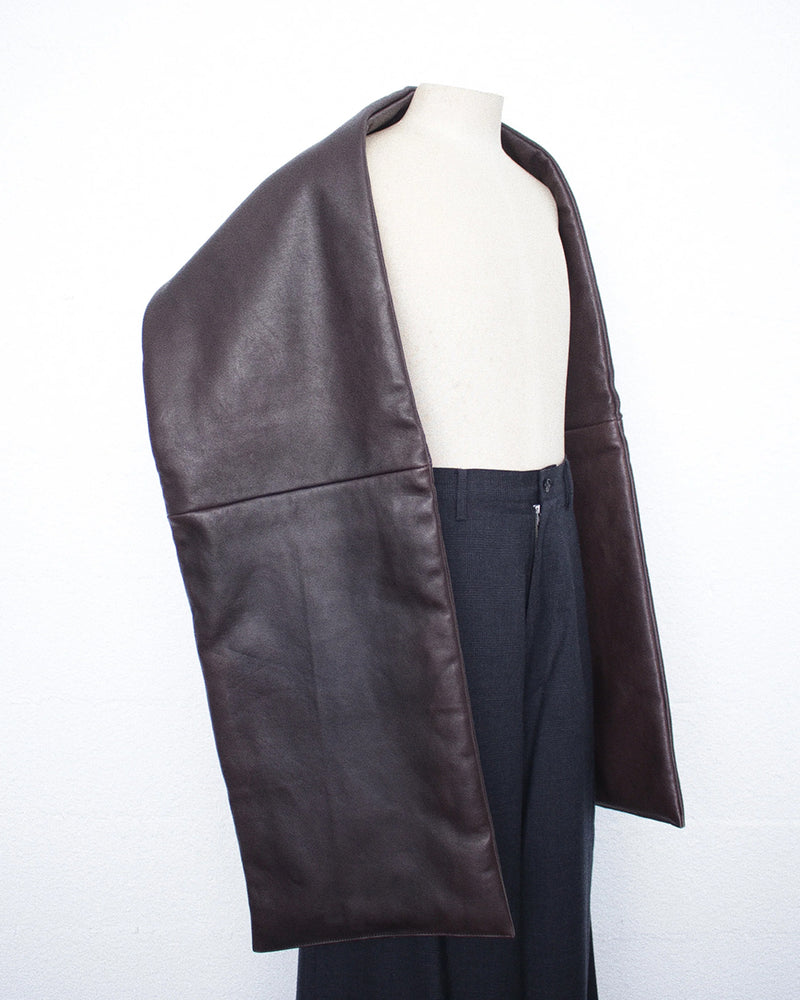 GABRIELA COLL GARMENTS / NO.110 LEATHER PADDED POCKET SCARF - Brown (S7-110)
