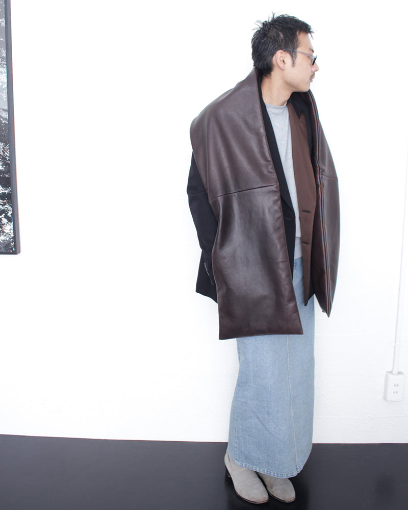 GABRIELA COLL GARMENTS / NO.110 LEATHER PADDED POCKET SCARF - Brown (S7-110)