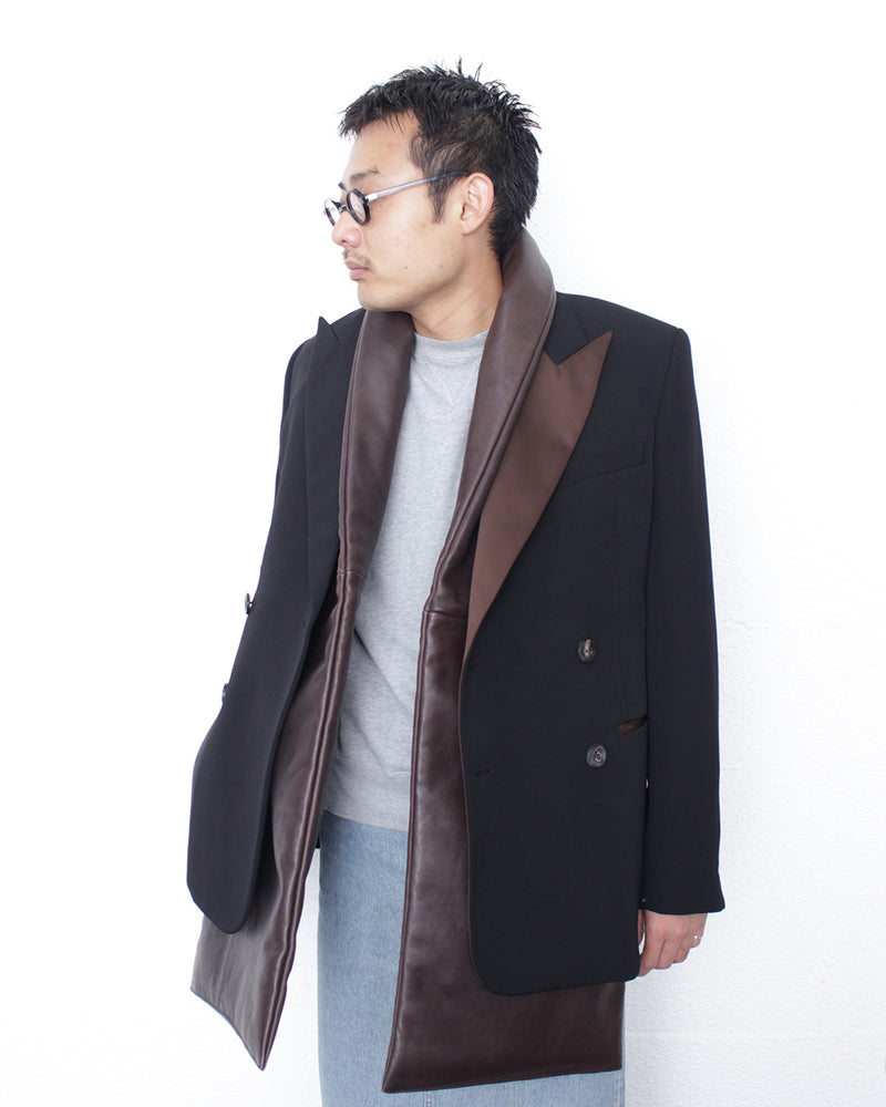 GABRIELA COLL GARMENTS / NO.110 LEATHER PADDED POCKET SCARF - Brown (S7-110)