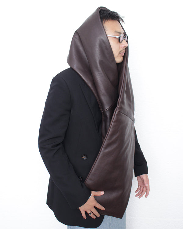 GABRIELA COLL GARMENTS / NO.110 LEATHER PADDED POCKET SCARF - Brown (S7-110)