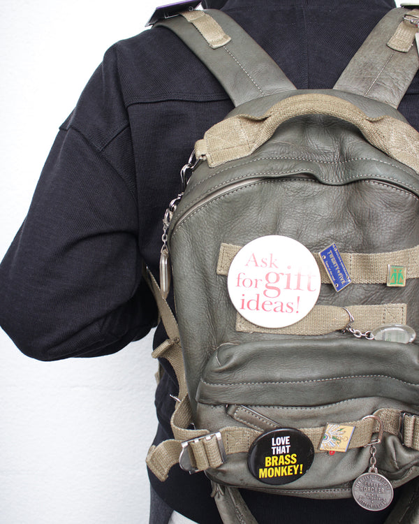 LES SIX / PINNED LEATHER RUCK - Green (sextio-fyra-9-ruck-b)