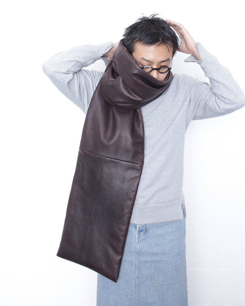 GABRIELA COLL GARMENTS / NO.110 LEATHER PADDED POCKET SCARF - Brown (S7-110)