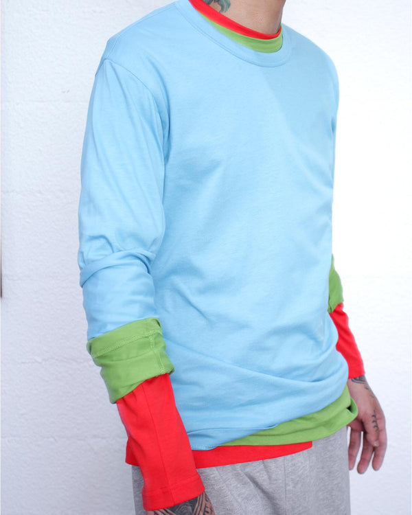 COMME DES GARÇONS SHIRT / L/S TEE BACK SMALL LOGO - L.Blue (FP-T005-051)