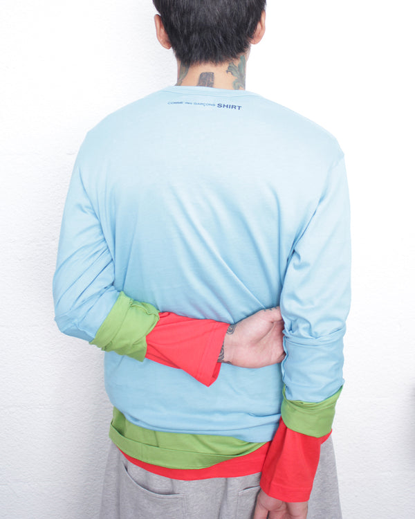 COMME DES GARÇONS SHIRT / L/S TEE BACK SMALL LOGO - L.Blue (FP-T005-051)