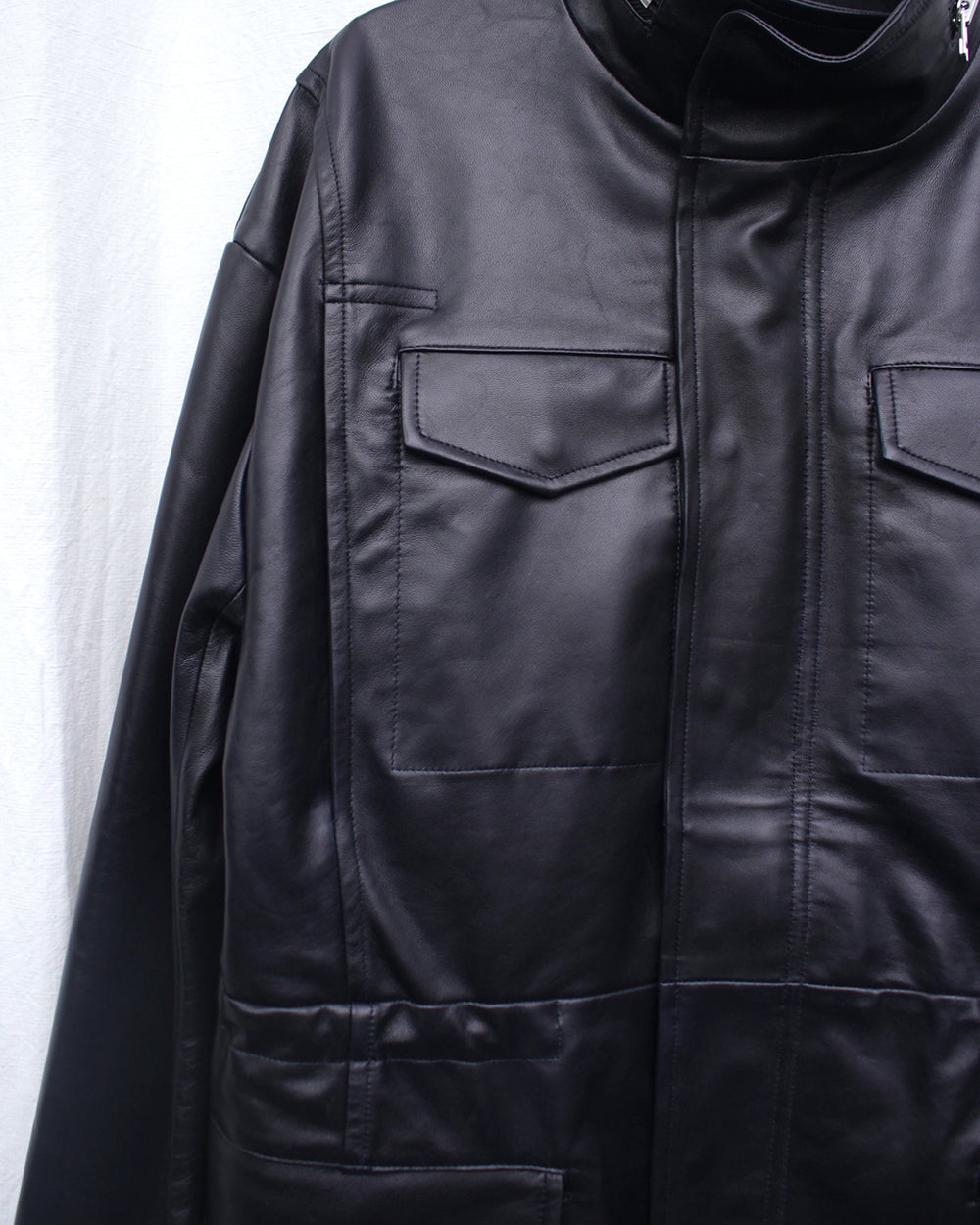 OMAR AFRIDI / ARNATT JACKET / SHEEPSKIN (OA-SS26-LTH-103-01) Navy