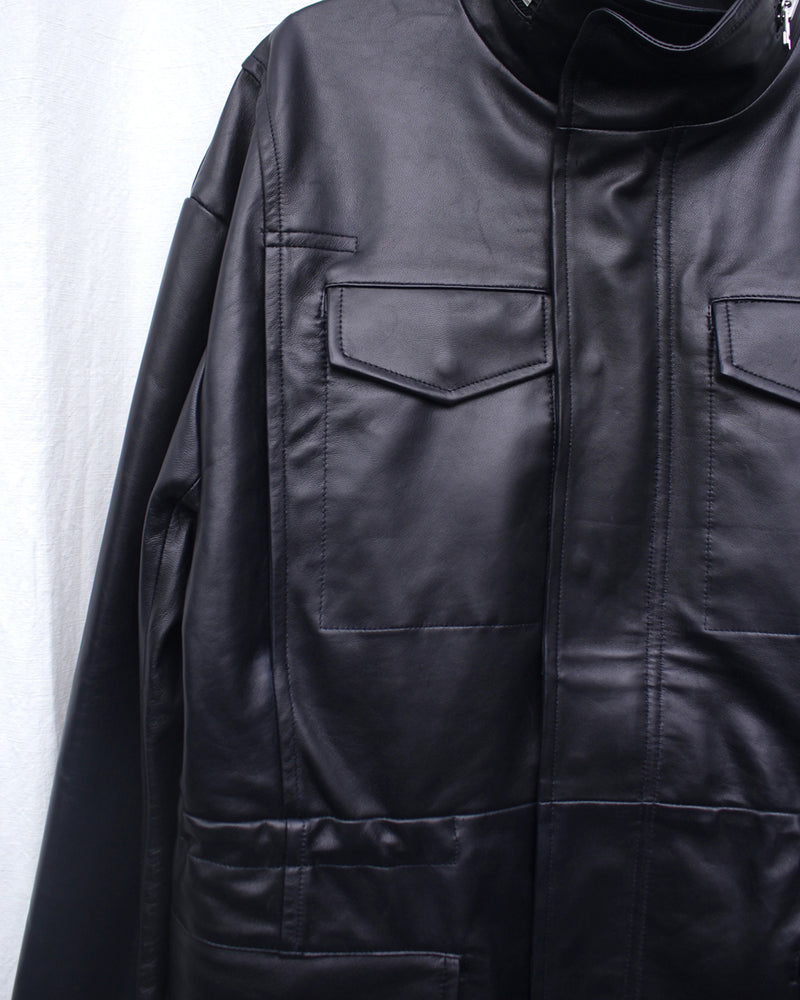 OMAR AFRIDI / ARNATT JACKET / SHEEPSKIN (OA-SS26-LTH-103-01) Navy