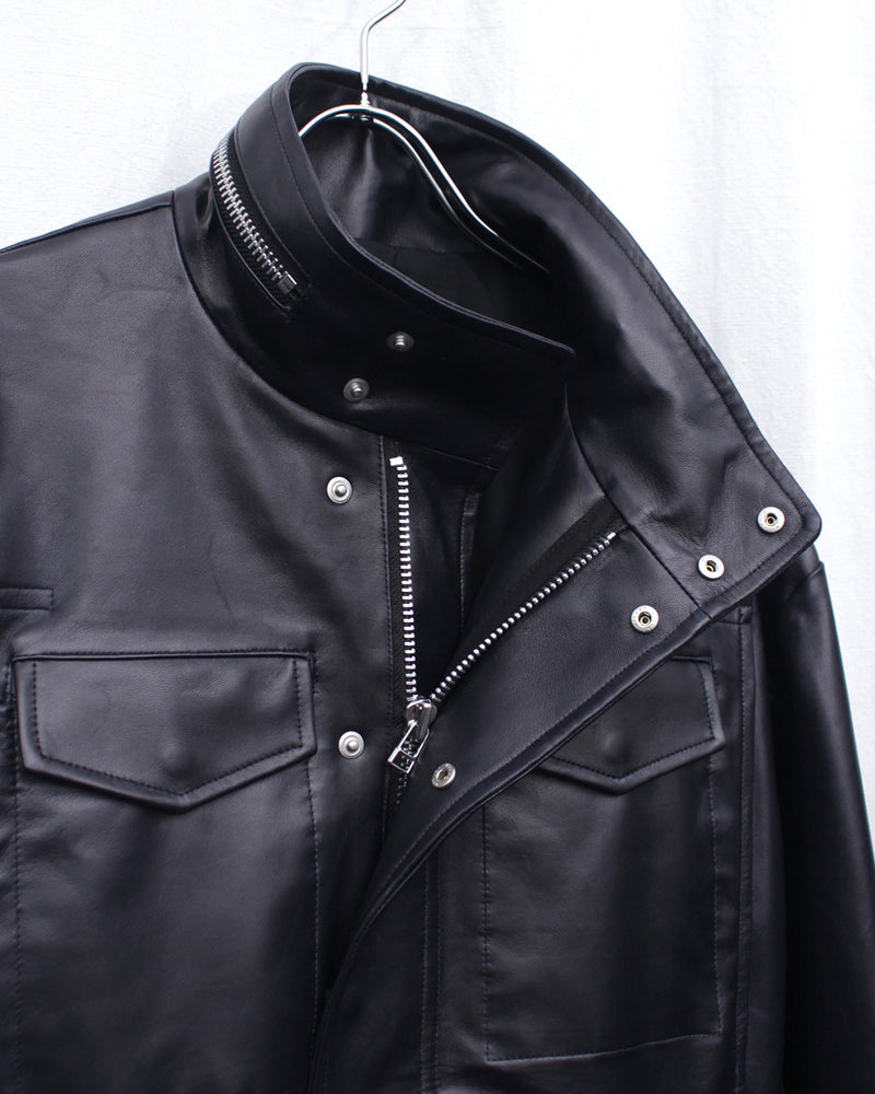 OMAR AFRIDI / ARNATT JACKET / SHEEPSKIN (OA-SS26-LTH-103-01) Navy