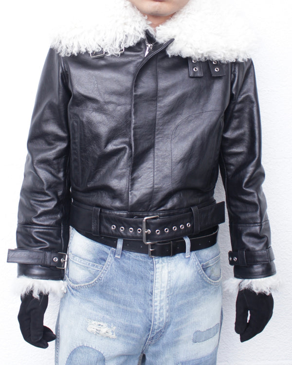 WALES BONNER / BRIDGE LEATHER JACKET - Black (UA25LE01-LE01-999)