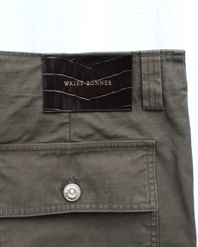 WALES BONNER / BRIXTON TROUSER (US26TR04-CO01) Olive – Mukta / Sal