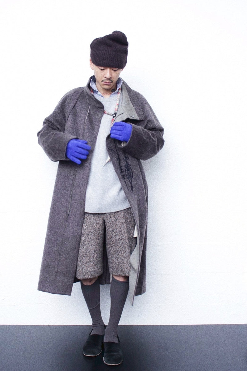 OMAR AFRIDI / SUEDE CURVED GLOVES - Royal×Lgrey (OA-AW25-ACC-102-07-MKT)