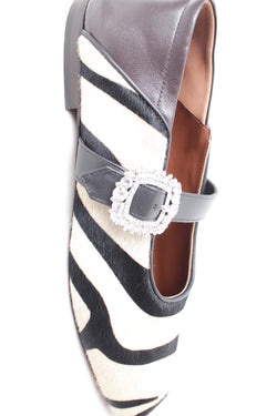 WALES BONNER / BALLERINA BUCKLE - Zebra Print Pony Beige (WBW44011A-21035-250)