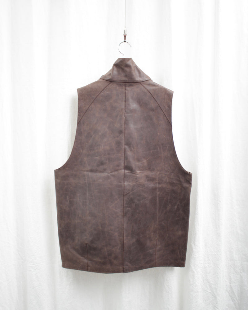 << Re: >> COCOON GILET (OA-AW20-LEATHER-103-01) Brown