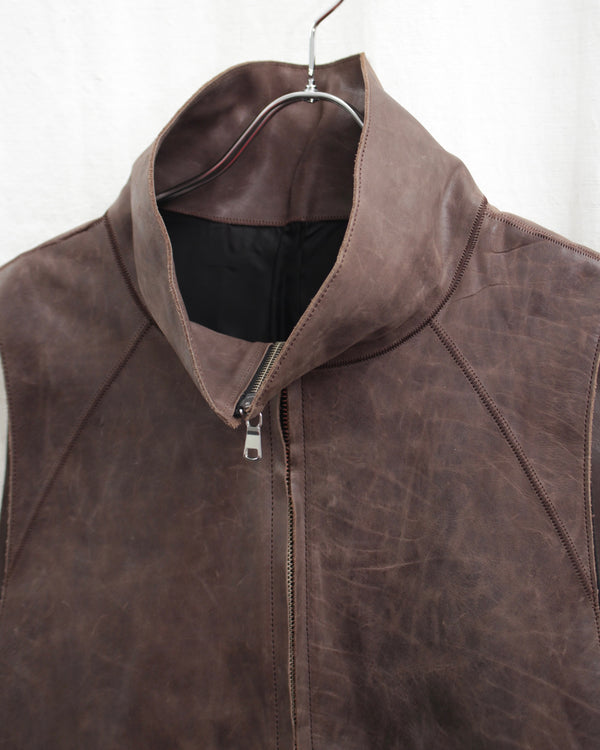 << Re: >> COCOON GILET (OA-AW20-LEATHER-103-01) Brown