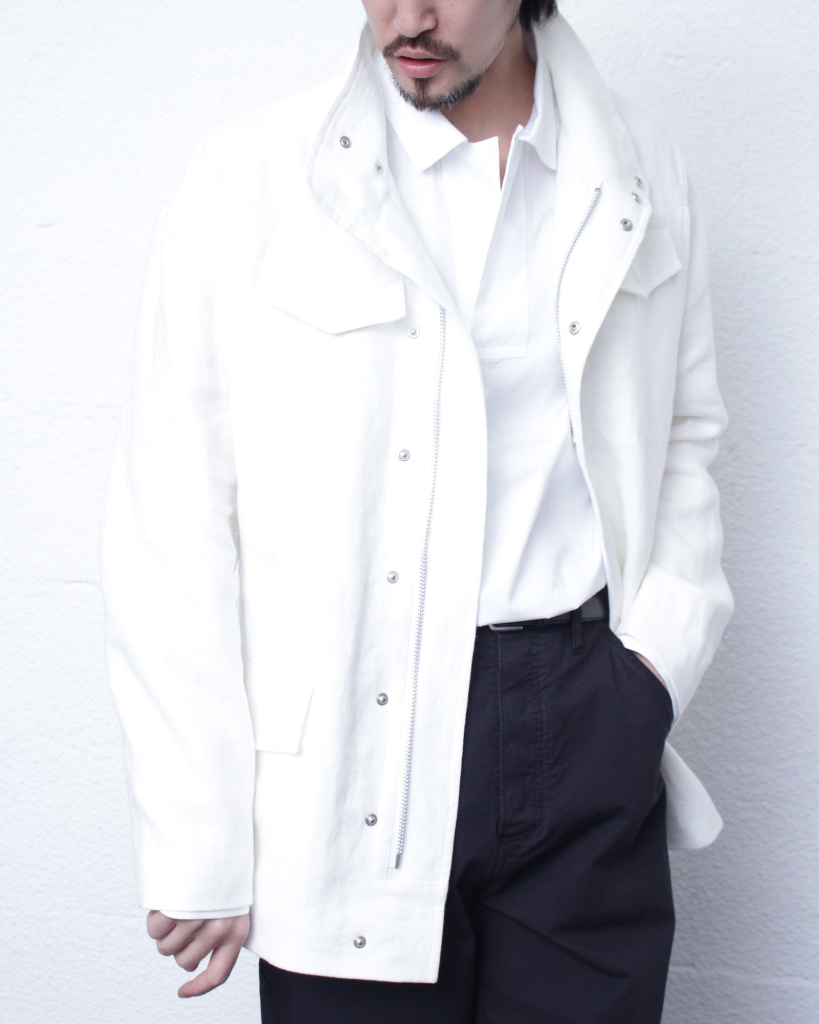 OMAR AFRIDI / ARNATT JACKET WHITE LINEN - White (OA-SS26-BZ-102