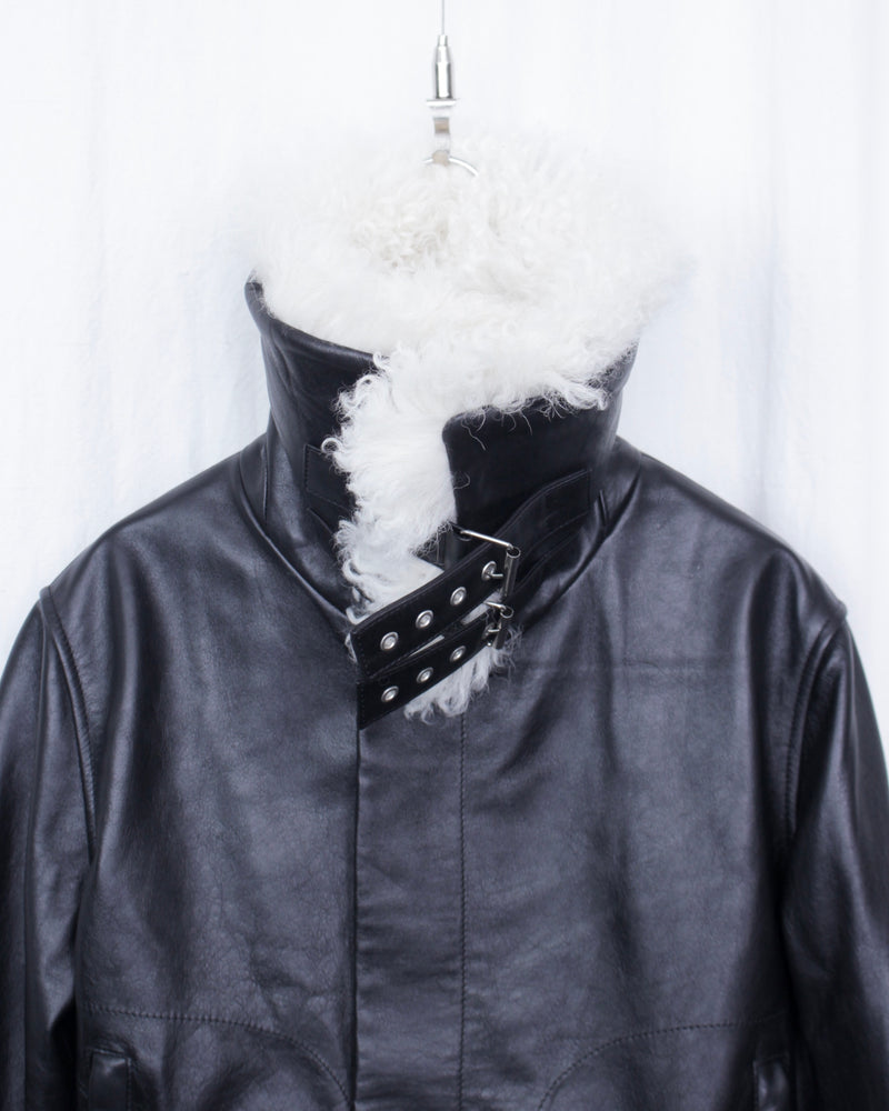 WALES BONNER / BRIDGE LEATHER JACKET - Black (UA25LE01-LE01-999)