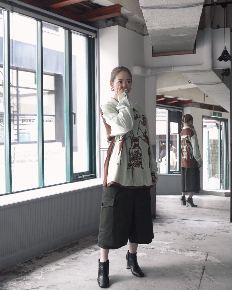 RABBIT STONE RELIEF KNIT SHIRTS (WT-02-SS23) Lime×Brown