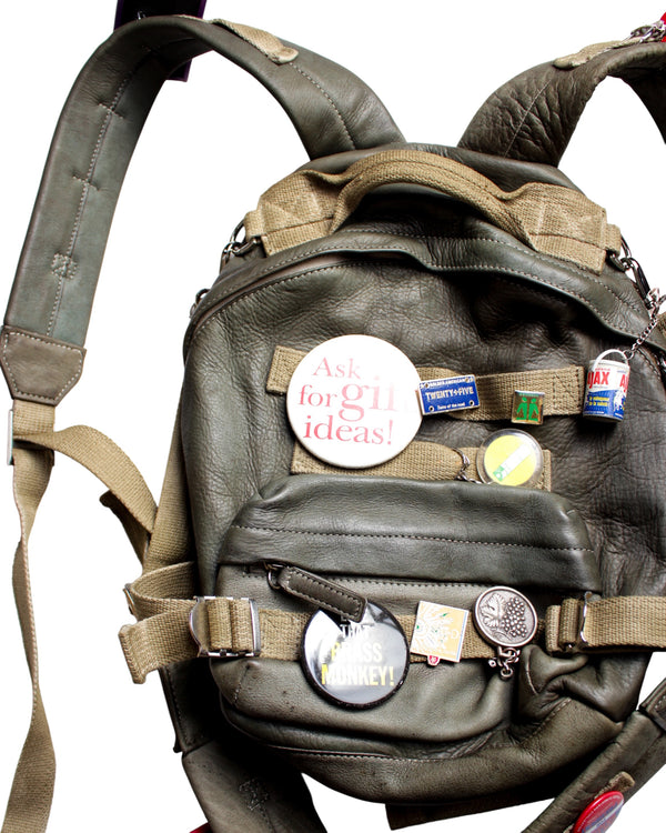 LES SIX / PINNED LEATHER RUCK - Green (sextio-fyra-9-ruck-b)