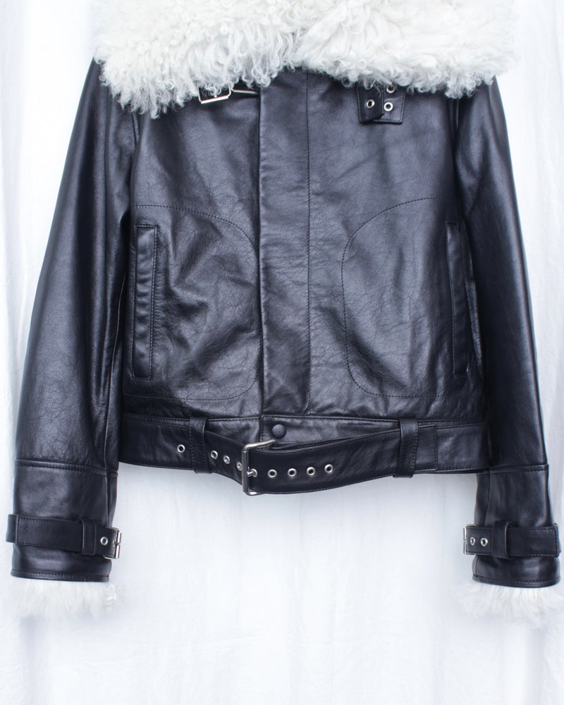 WALES BONNER / BRIDGE LEATHER JACKET - Black (UA25LE01-LE01-999)
