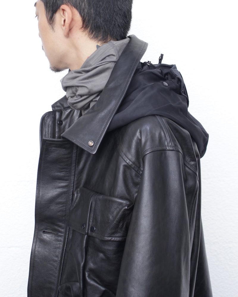 C.P. COMPANY / MEDIUM JACKET IN LEATHER - Black (19CMOW296A)