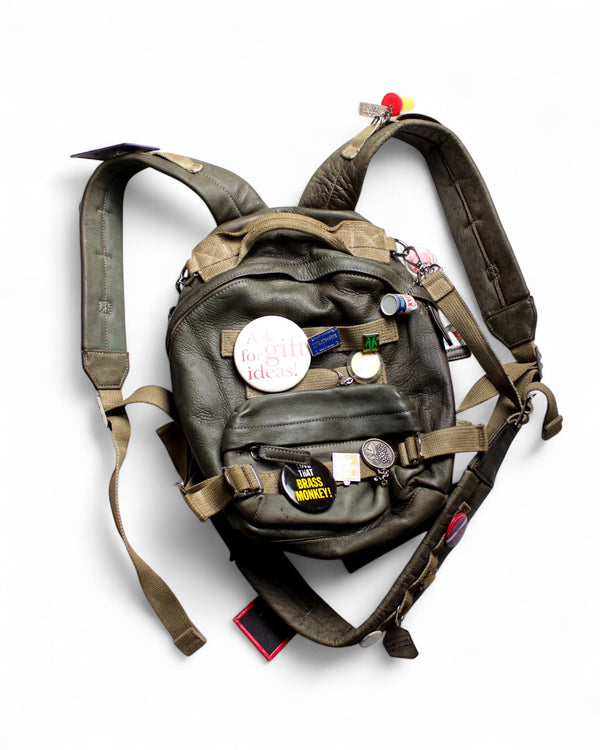 LES SIX / PINNED LEATHER RUCK - Green (sextio-fyra-9-ruck-b)
