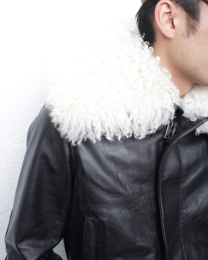 WALES BONNER / BRIDGE LEATHER JACKET - Black (UA25LE01-LE01-999)