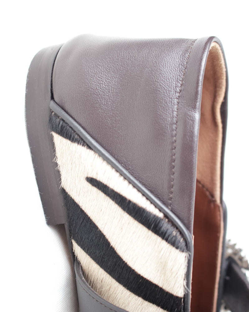WALES BONNER / BALLERINA BUCKLE - Zebra Print Pony Beige (WBW44011A-21035-250)