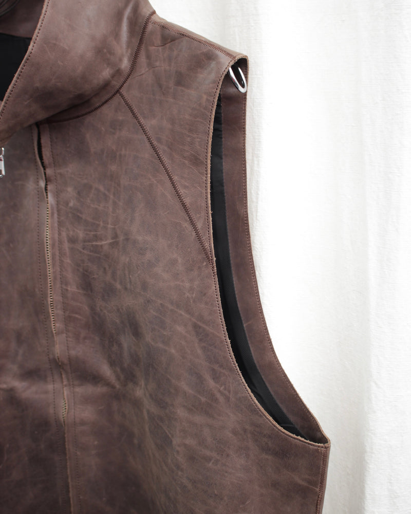 << Re: >> COCOON GILET (OA-AW20-LEATHER-103-01) Brown