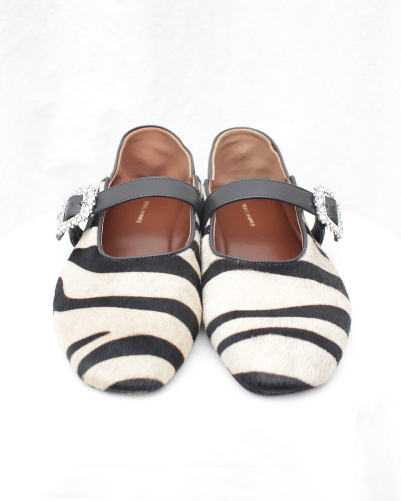 WALES BONNER / BALLERINA BUCKLE - Zebra Print Pony Beige (WBW44011A-21035-250)