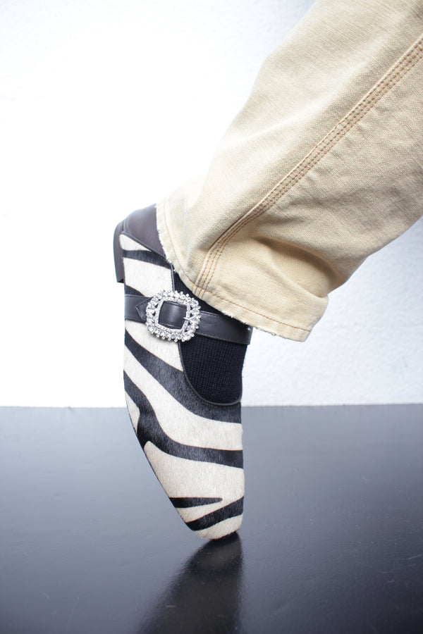 WALES BONNER / BALLERINA BUCKLE - Zebra Print Pony Beige (WBW44011A-21035-250)