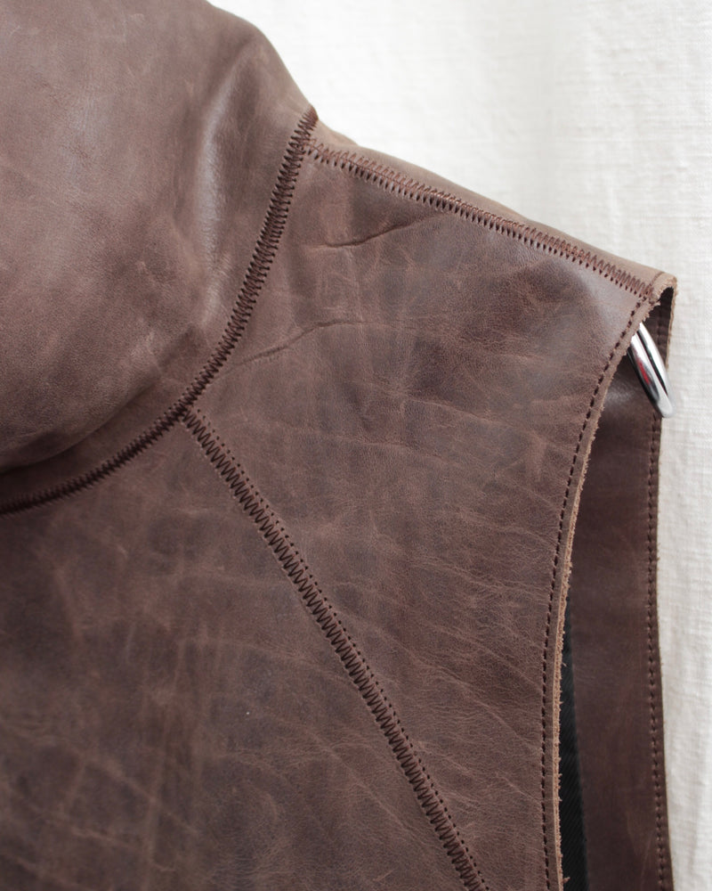 << Re: >> COCOON GILET (OA-AW20-LEATHER-103-01) Brown