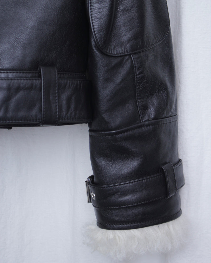WALES BONNER / BRIDGE LEATHER JACKET - Black (UA25LE01-LE01-999)