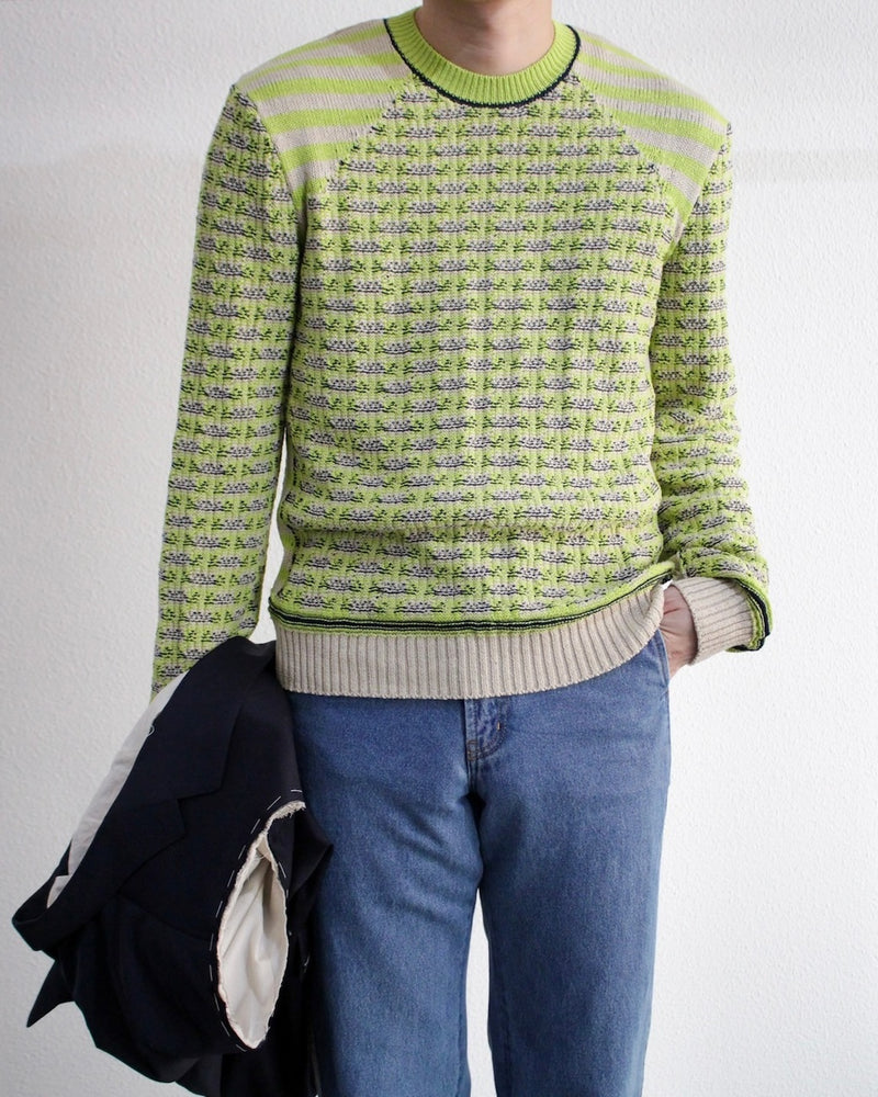 UNITY SWEATER (MS24KN07-CO16-700) Lime And Beige