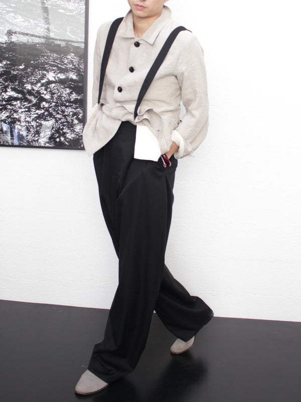 SULVAM / CLASSIC SUSPENDER SLACKS - Black (W-P04-100)