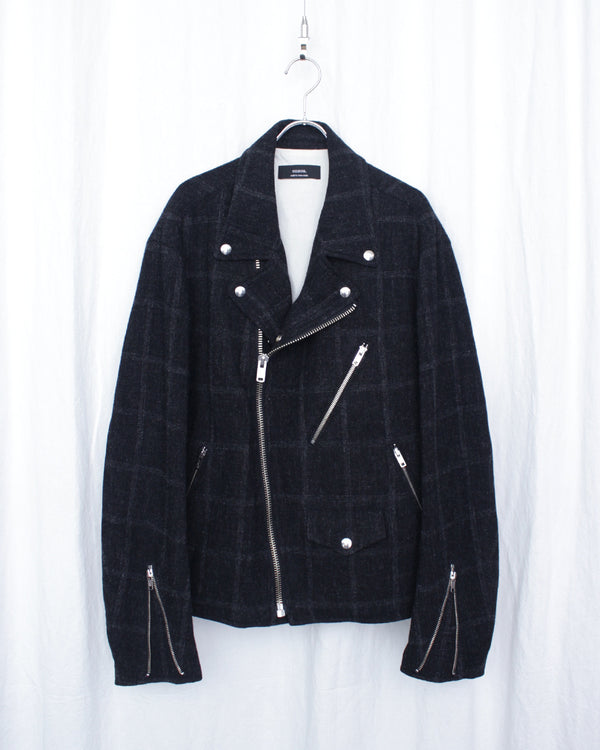 ENSOU. / MOTORCYCLE JACKET - Black Check (E13J004)