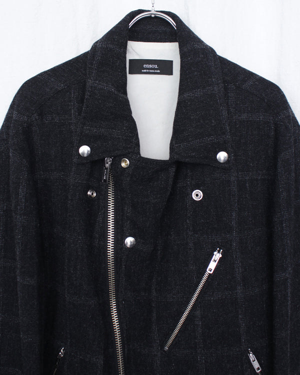 ENSOU. / MOTORCYCLE JACKET - Black Check (E13J004)