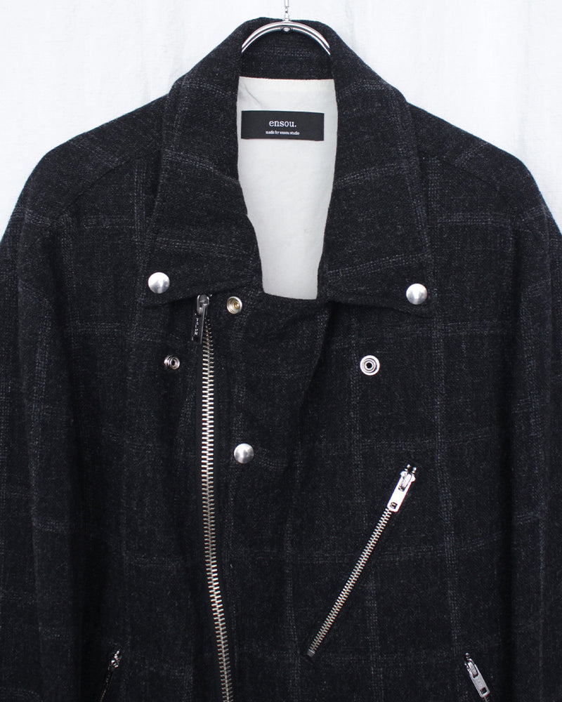 ENSOU. / MOTORCYCLE JACKET - Black Check (E13J004)