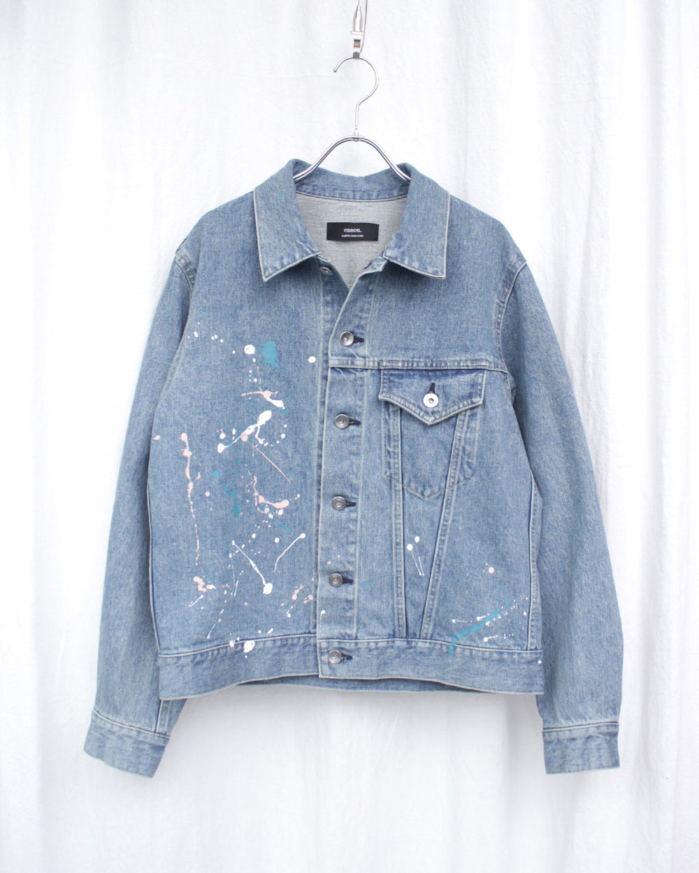 ENSOU. / ERASED JEAN JACKET-SPLASH (E14J008) BLUE – Mukta / Sal