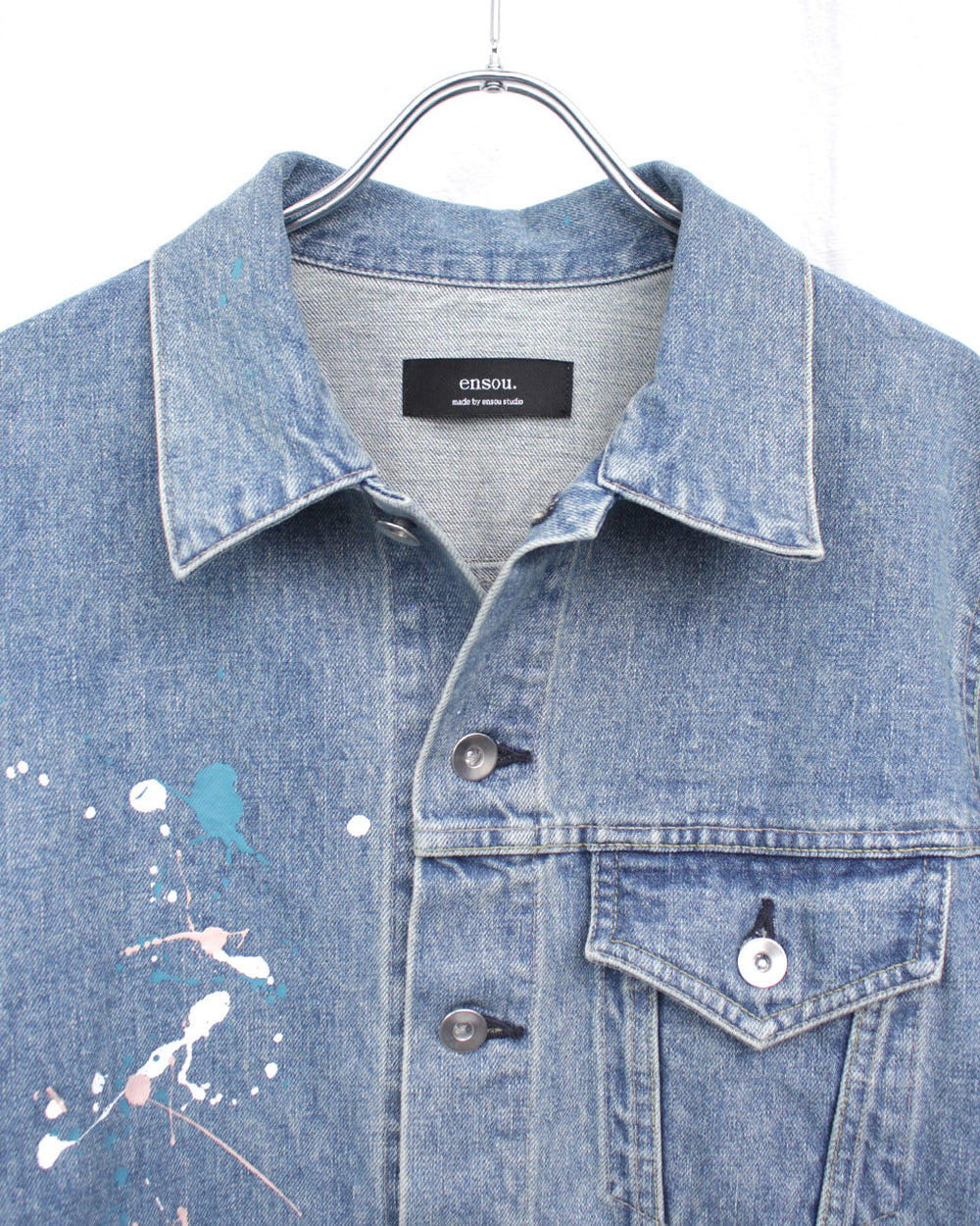 ENSOU. / ERASED JEAN JACKET-SPLASH (E14J008) BLUE – Mukta / Sal
