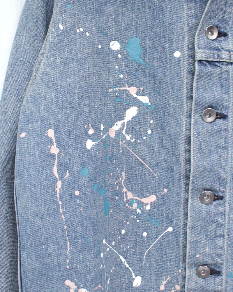 ENSOU. / ERASED JEAN JACKET-SPLASH (E14J008) BLUE – Mukta / Sal