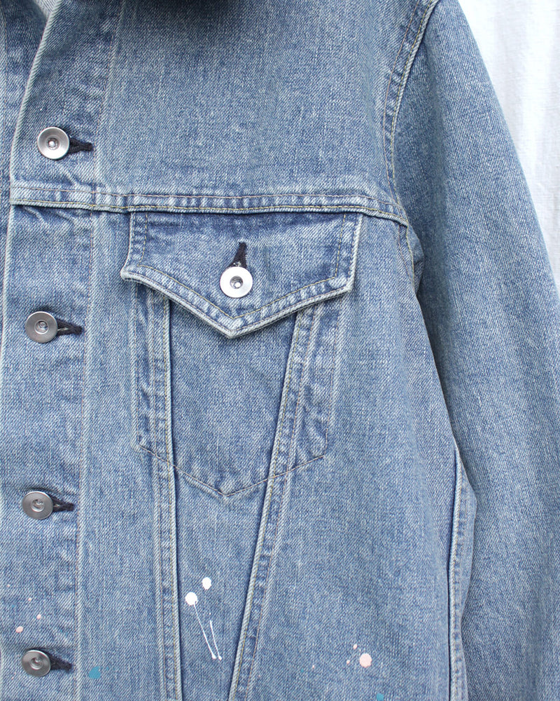 ENSOU. / ERASED JEAN JACKET-SPLASH (E14J008) BLUE – Mukta / Sal