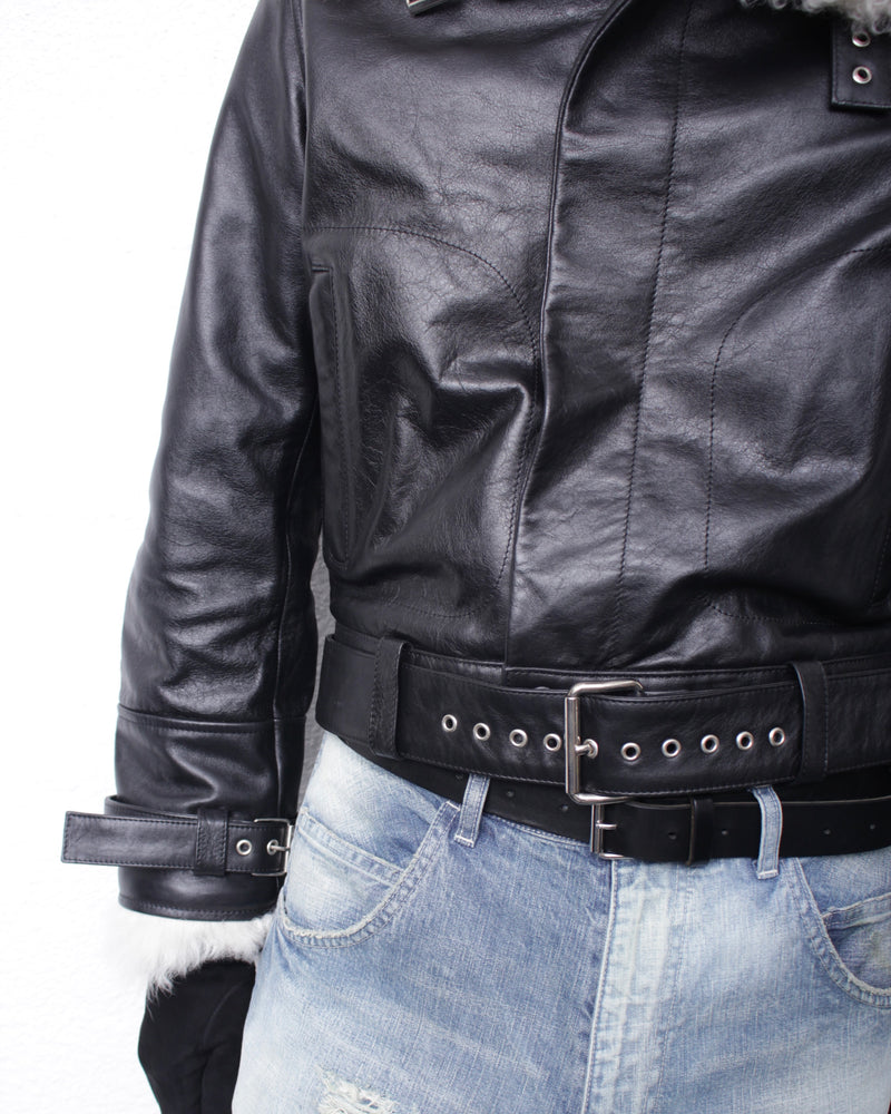 WALES BONNER / BRIDGE LEATHER JACKET - Black (UA25LE01-LE01-999)