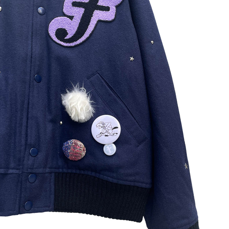 EX STUDDED WOOL STADIUM JACKET (13422005) Navy