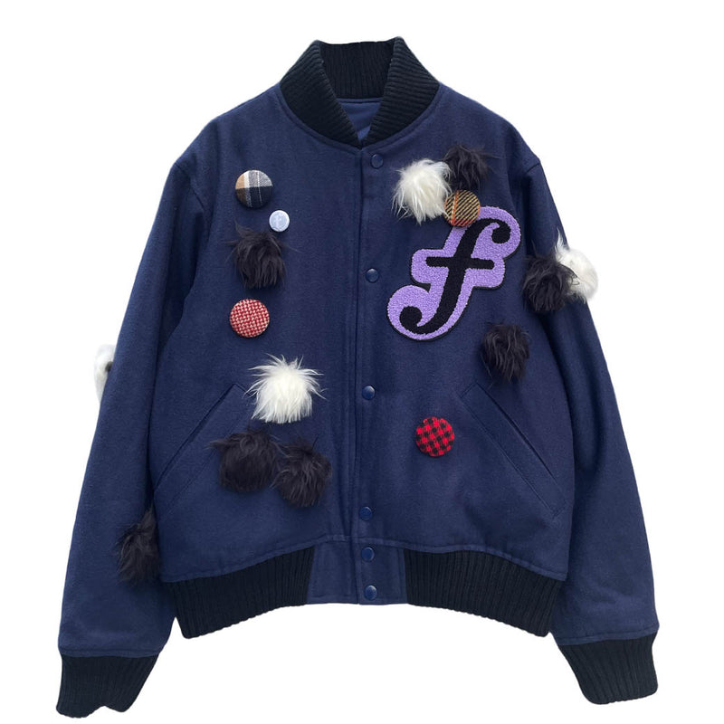 EX STUDDED WOOL STADIUM JACKET (13422005) Navy